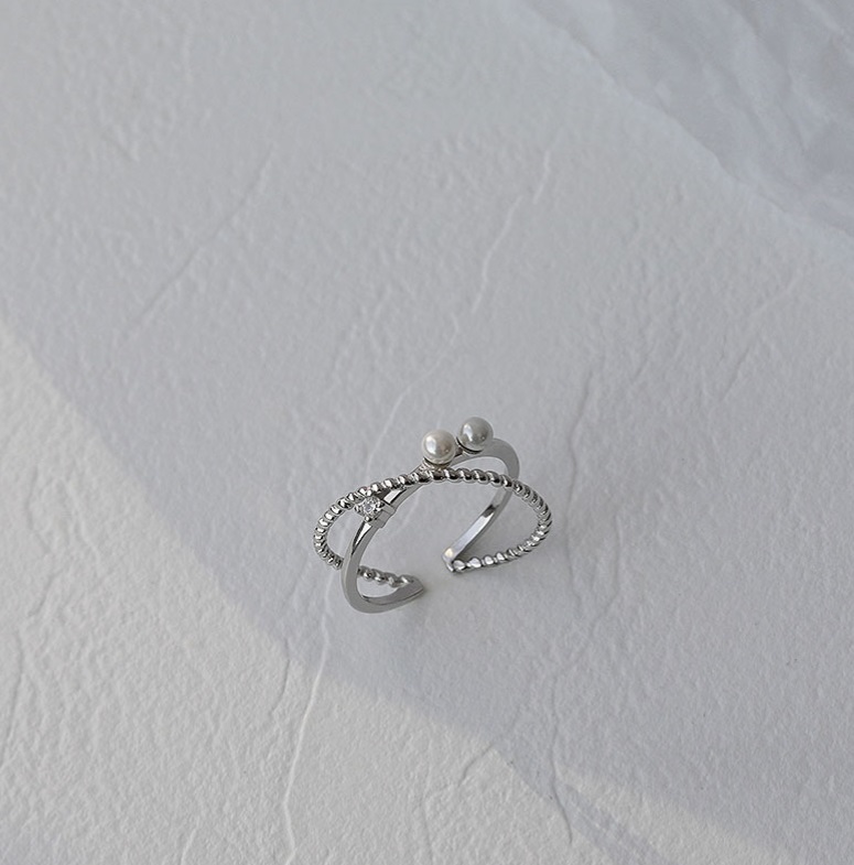 925 Sterling Silver Pearl Cross Ring